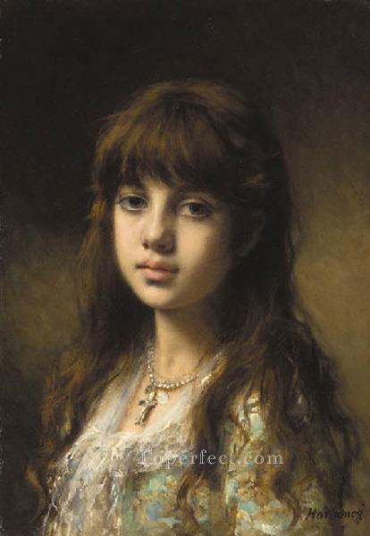 小さな女の子の少女の肖像画 アレクセイ・ハラモフ油絵
